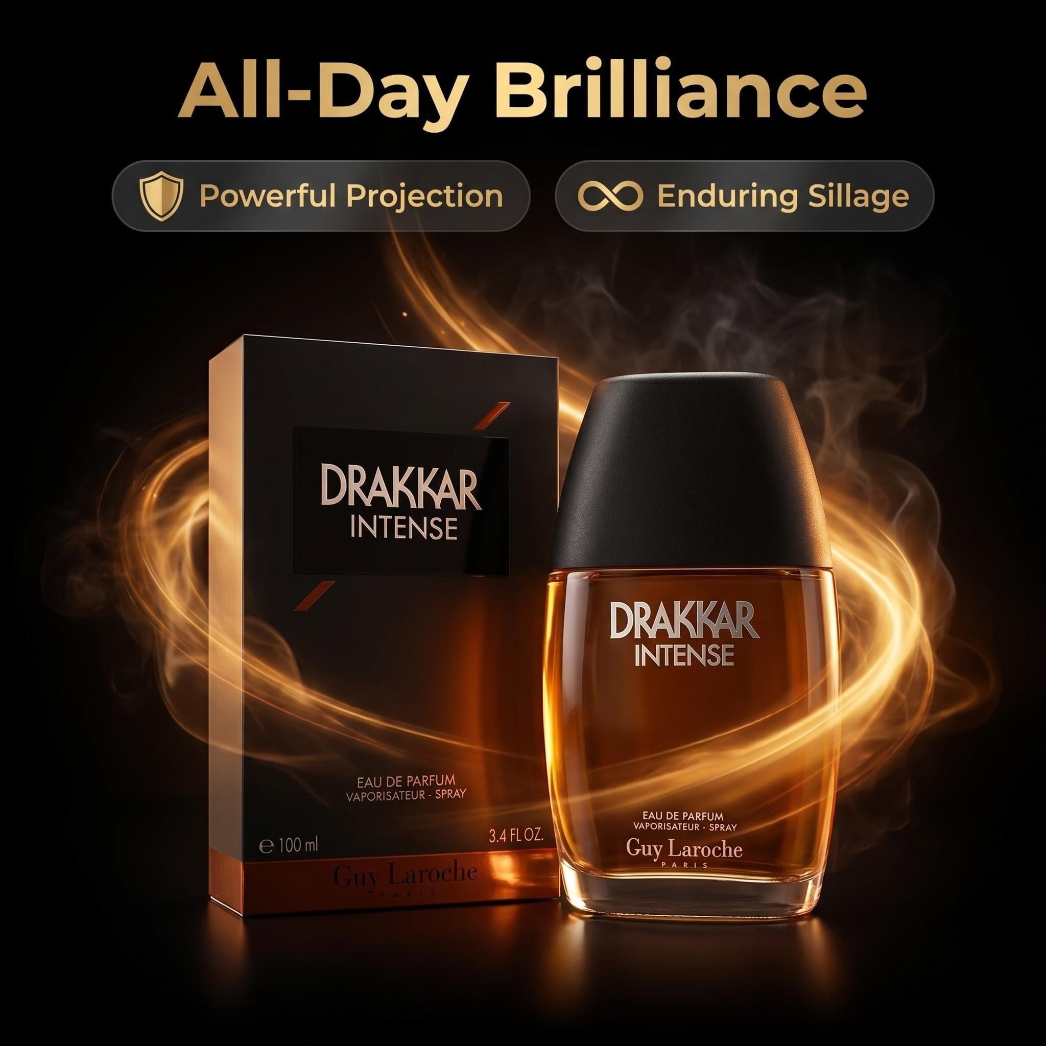 Drakkar Intense Eau de Parfum by Guy Laroche - Ambery Fougère Men's Fragrance 3.4 oz